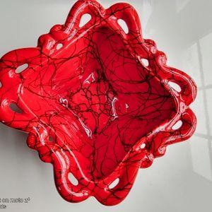 MCM California pottery Hollywood ceramics outstanding art deco fire red planter